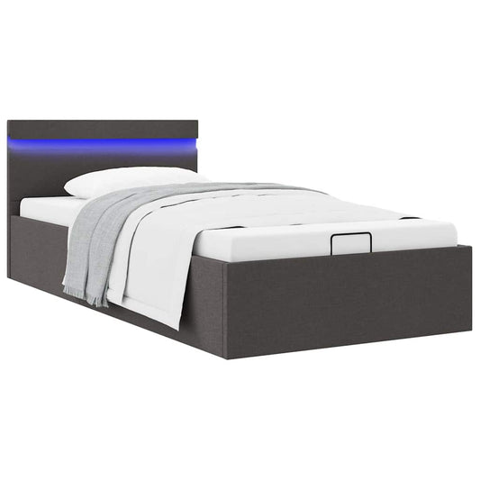 Giroletto con Contenitore e LED Grigio Scuro Tessuto 100x200 cm