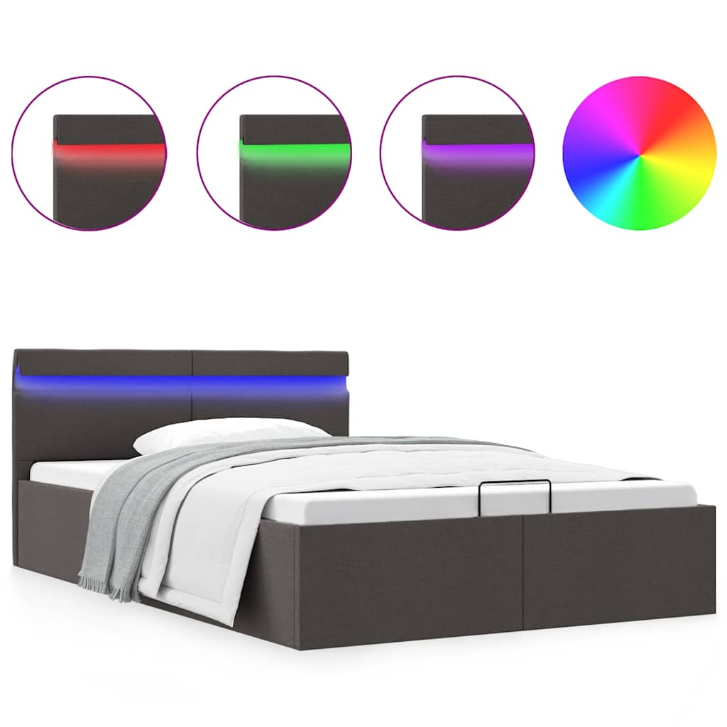 Giroletto con Contenitore e LED Grigio Scuro Tessuto 120x200 cm