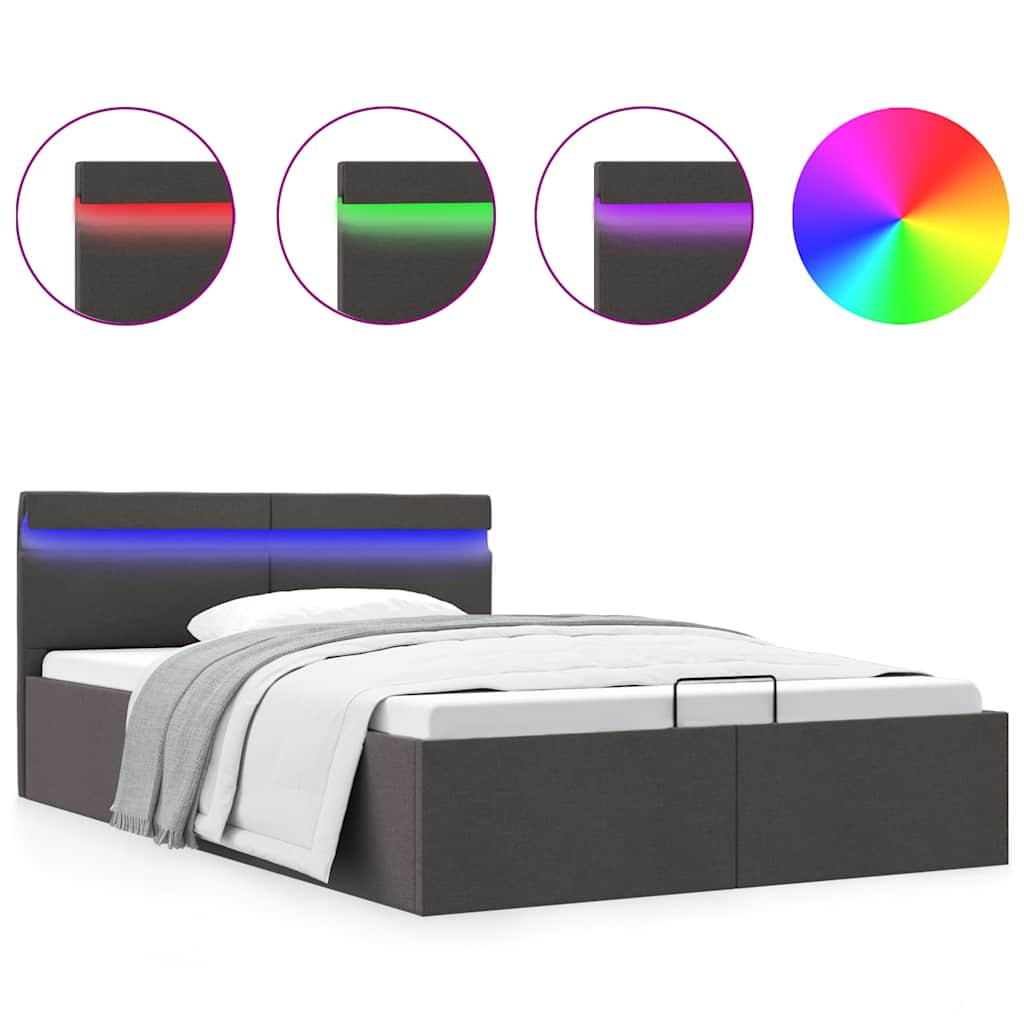 Giroletto con Contenitore e LED Grigio Scuro Tessuto 120x200 cm