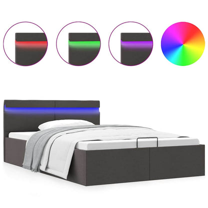 Giroletto con Contenitore e LED Grigio Scuro Tessuto 120x200 cm