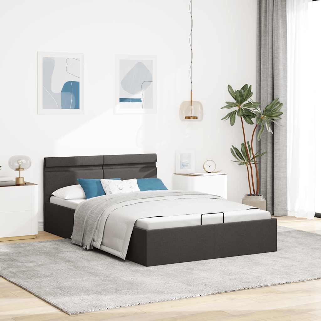 Giroletto con Contenitore e LED Grigio Scuro Tessuto 120x200 cm