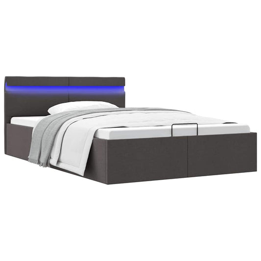 Giroletto con Contenitore e LED Grigio Scuro Tessuto 120x200 cm | homemem39