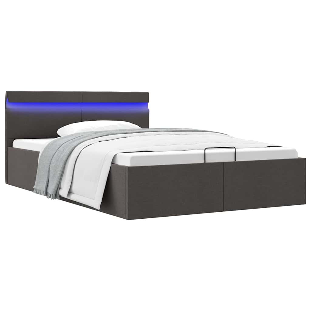 Giroletto con Contenitore e LED Grigio Scuro Tessuto 120x200 cm