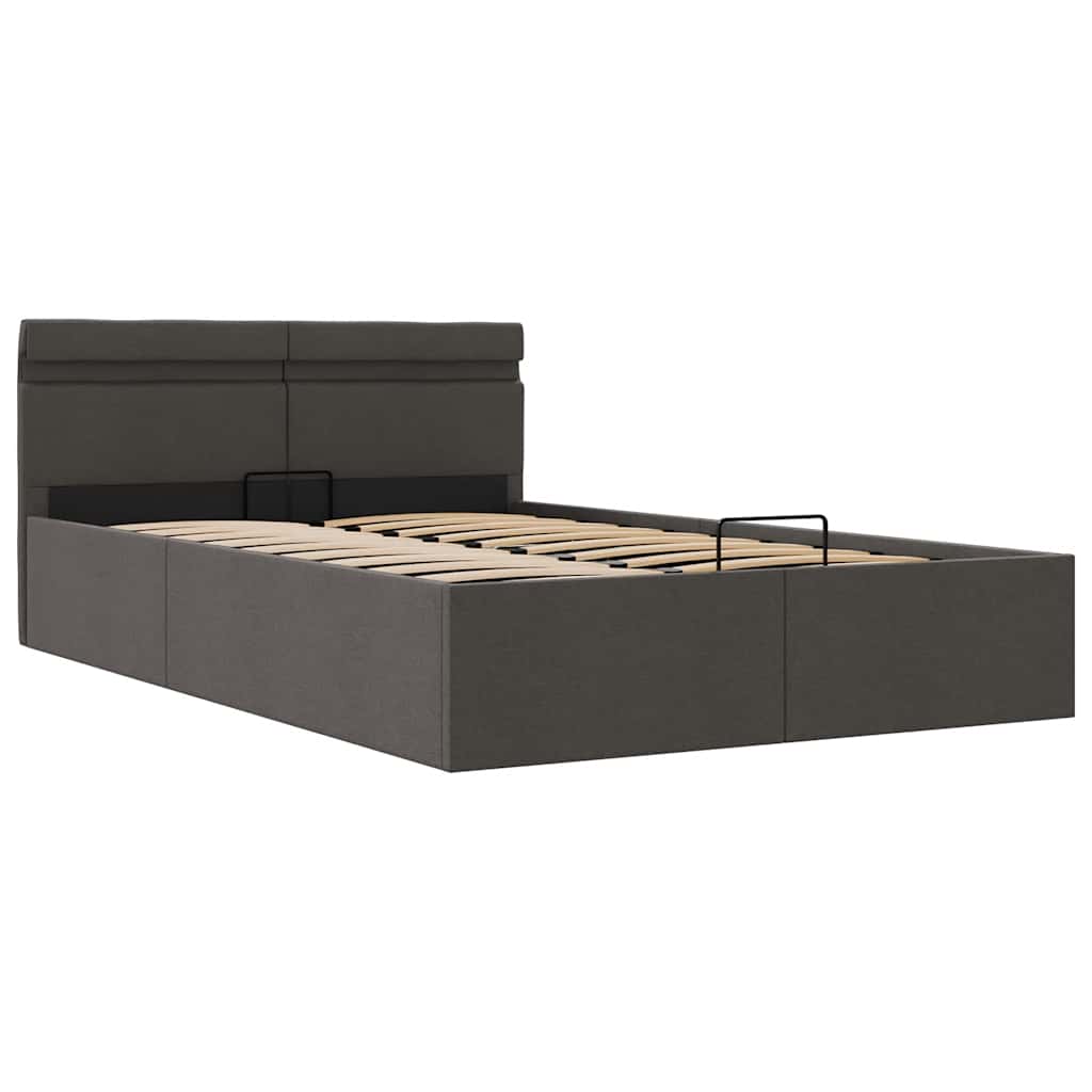 Giroletto con Contenitore e LED Grigio Scuro Tessuto 140x200 cm | homemem39