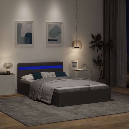 Giroletto con Contenitore e LED Grigio Scuro Tessuto 140x200 cm | homemem39