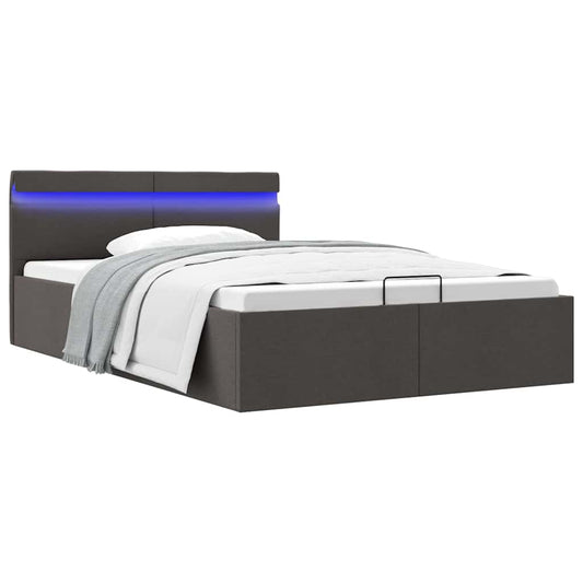Giroletto con Contenitore e LED Grigio Scuro Tessuto 140x200 cm