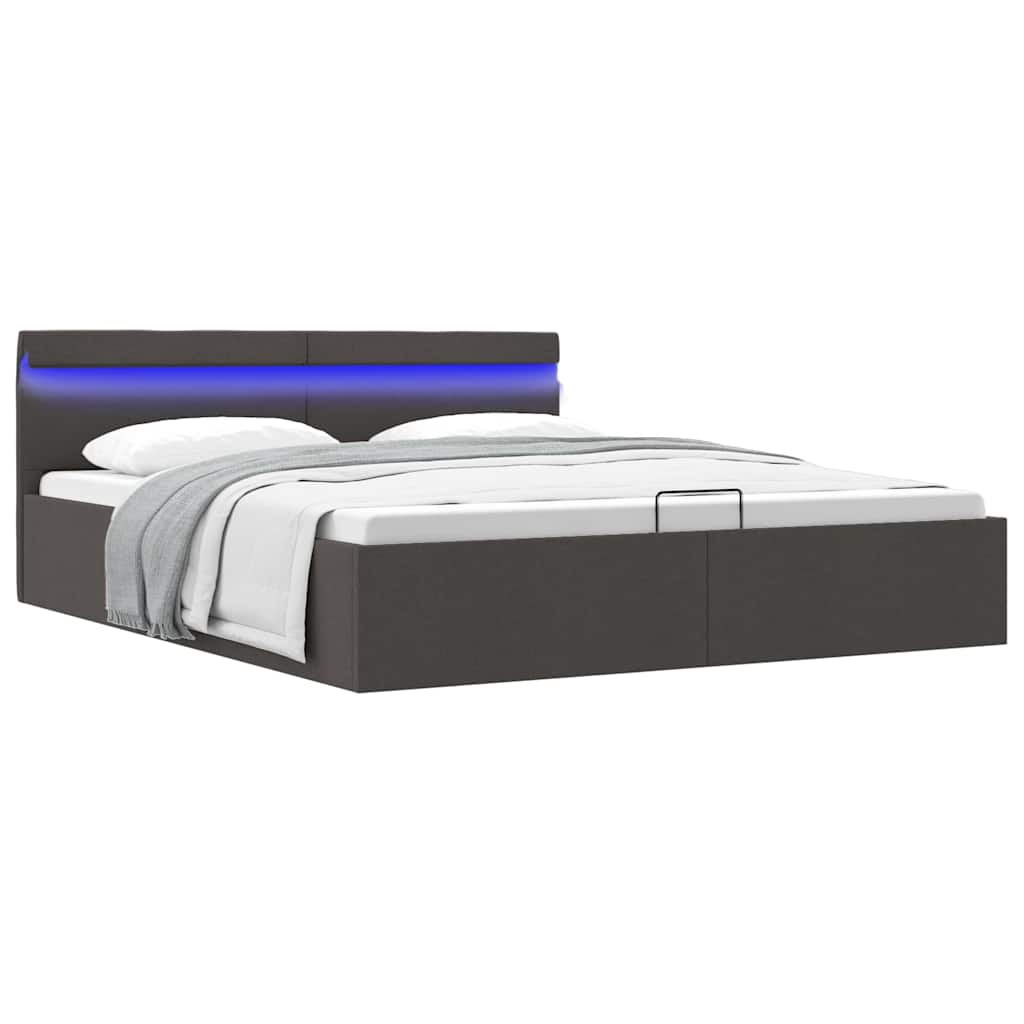 Giroletto con Contenitore e LED Grigio Scuro Tessuto 180x200 cm