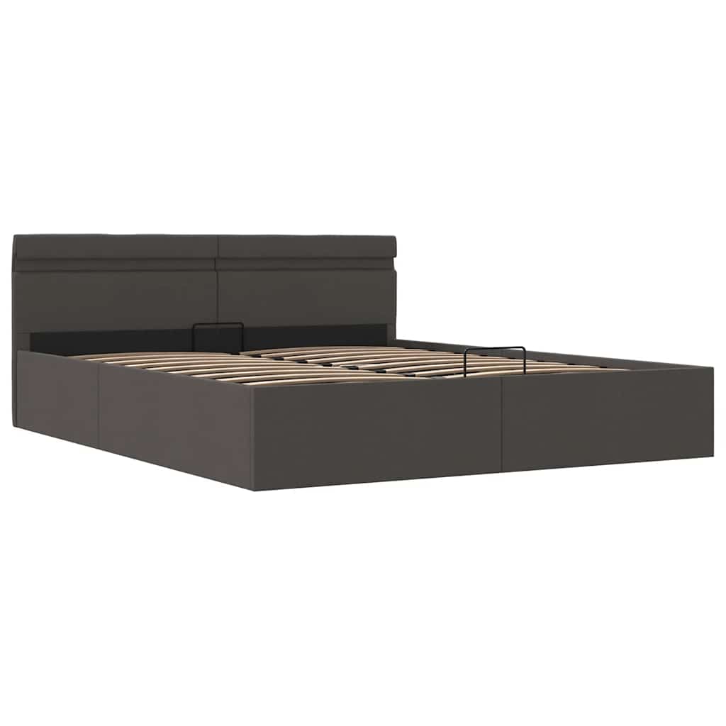 Giroletto con Contenitore e LED Grigio Scuro Tessuto 180x200 cm | homemem39