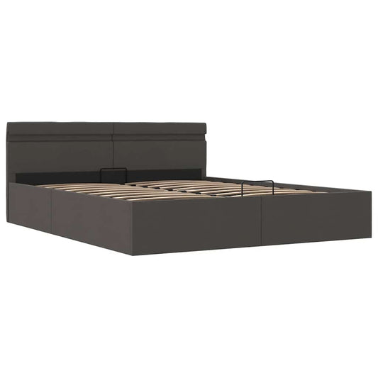 Giroletto con Contenitore e LED Grigio Scuro Tessuto 180x200 cm | homemem39