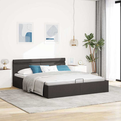 Giroletto con Contenitore e LED Grigio Scuro Tessuto 180x200 cm | homemem39