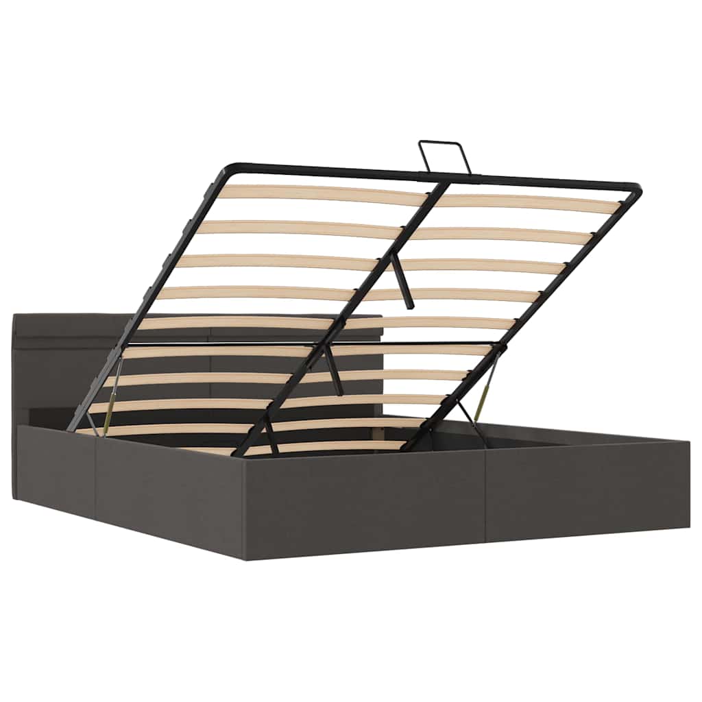 Giroletto con Contenitore e LED Grigio Scuro Tessuto 180x200 cm | homemem39