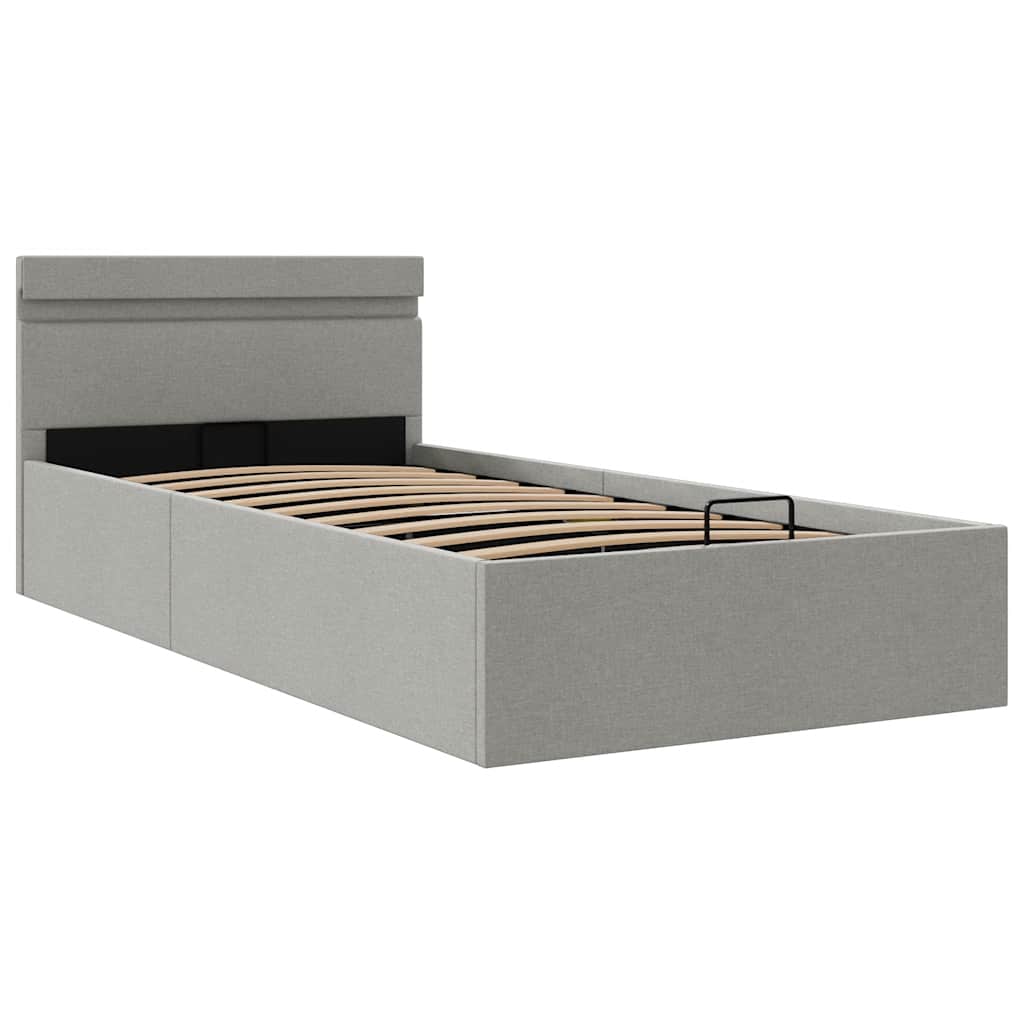 Giroletto con Contenitore e LED Grigio Chiaro Tessuto 90x200 cm | homemem39