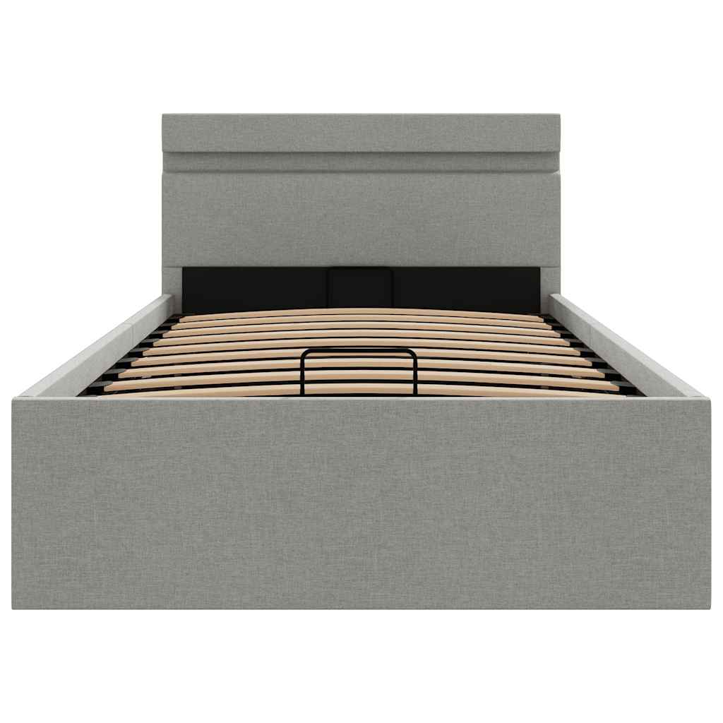 Giroletto con Contenitore e LED Grigio Chiaro Tessuto 90x200 cm | homemem39