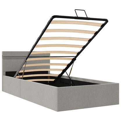 Giroletto con Contenitore e LED Grigio Chiaro Tessuto 90x200 cm | homemem39
