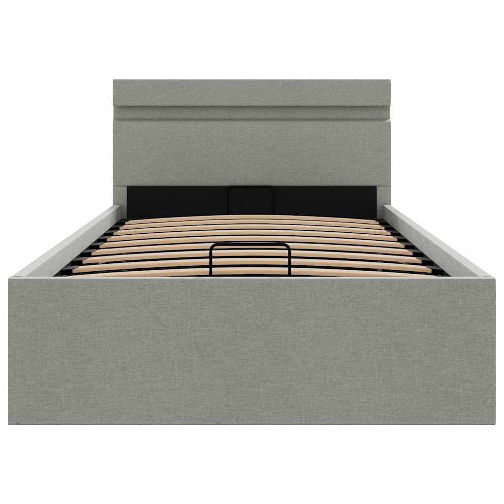 Giroletto con Contenitore e LED Grigio Chiaro Tessuto 100x200cm