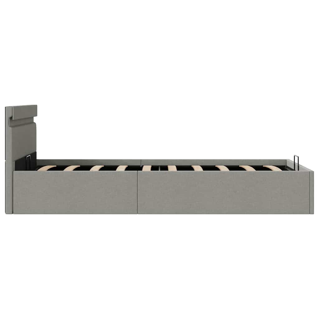 Giroletto con Contenitore e LED Grigio Chiaro Tessuto 100x200cm | homemem39