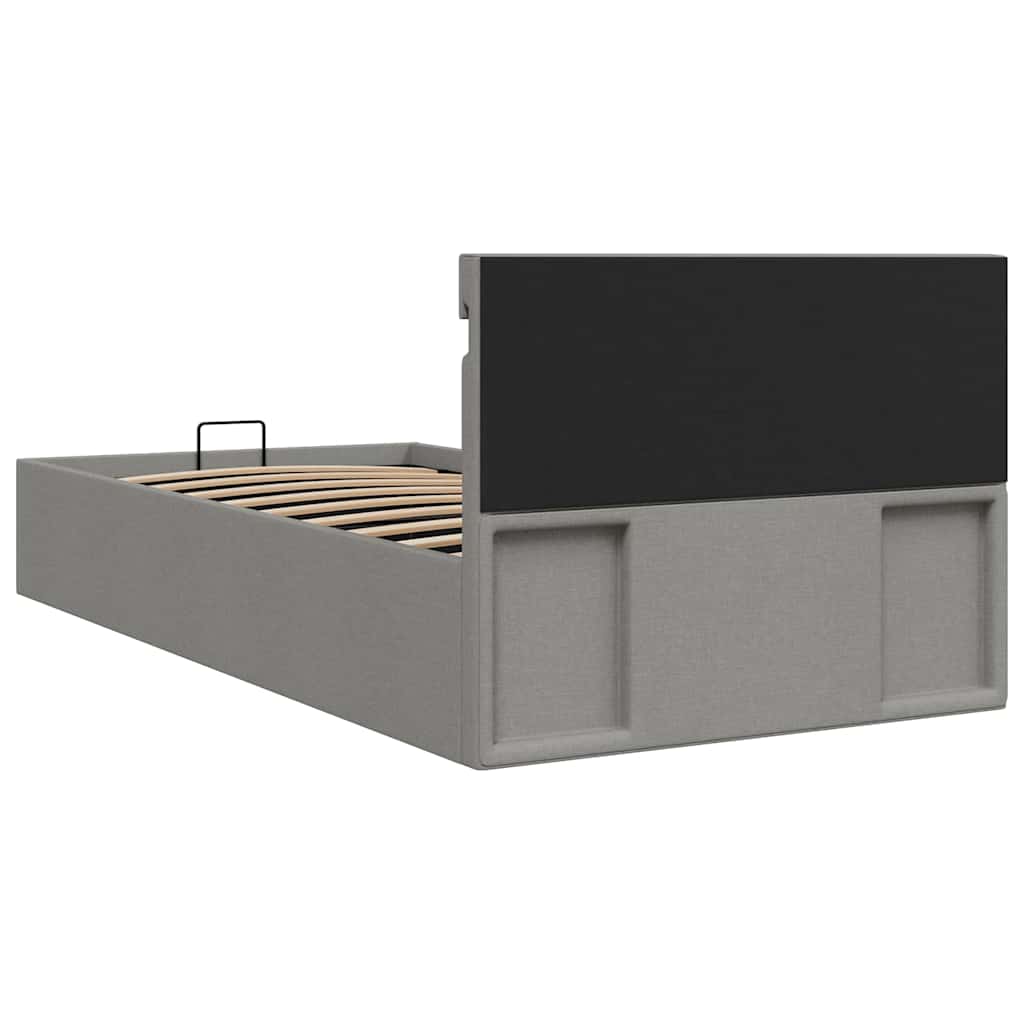 Giroletto con Contenitore e LED Grigio Chiaro Tessuto 100x200cm | homemem39