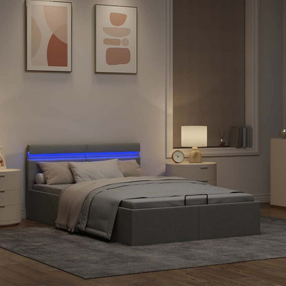 Giroletto con Contenitore e LED Grigio Chiaro Tessuto 120x200cm | homemem39