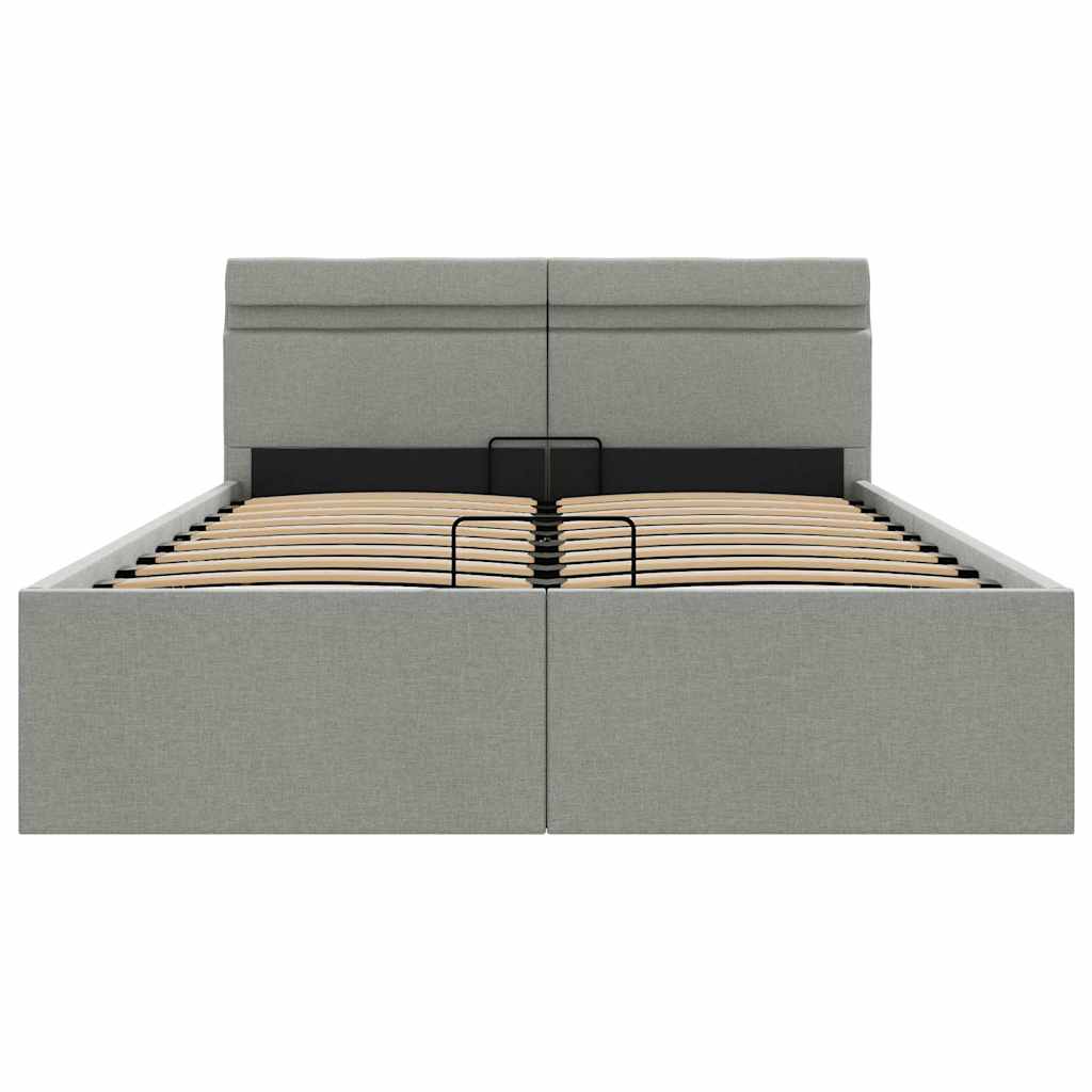 Giroletto con Contenitore e LED Grigio Chiaro Tessuto 120x200cm | homemem39