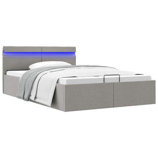 Giroletto con Contenitore e LED Grigio Chiaro Tessuto 120x200cm