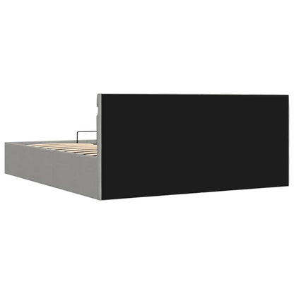 Giroletto con Contenitore e LED Grigio Chiaro Tessuto 160x200cm