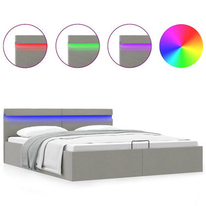 Giroletto con Contenitore e LED Grigio Chiaro Tessuto 180x200cm | homemem39