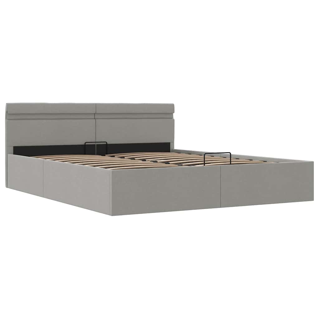 Giroletto con Contenitore e LED Grigio Chiaro Tessuto 180x200cm