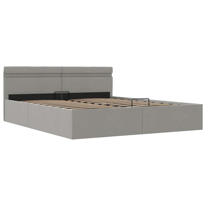 Giroletto con Contenitore e LED Grigio Chiaro Tessuto 180x200cm