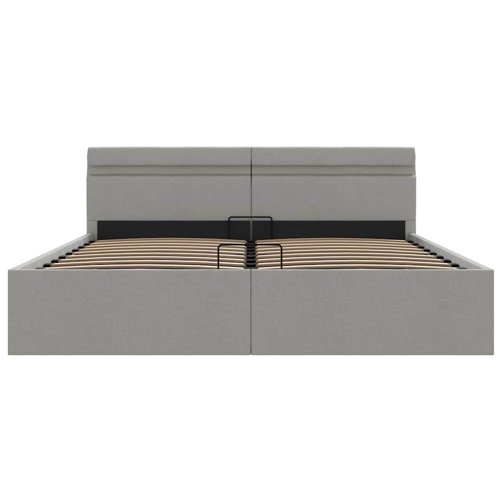 Giroletto con Contenitore e LED Grigio Chiaro Tessuto 180x200cm