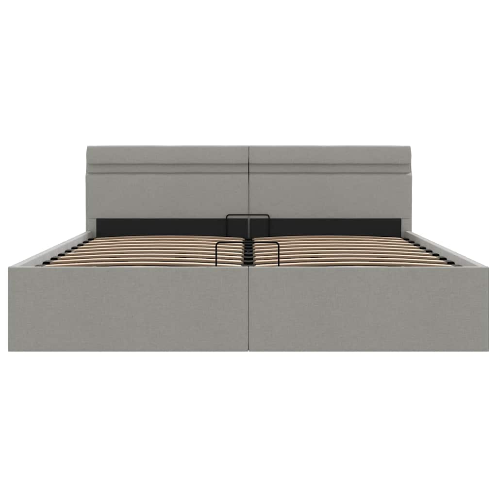 Giroletto con Contenitore e LED Grigio Chiaro Tessuto 180x200cm
