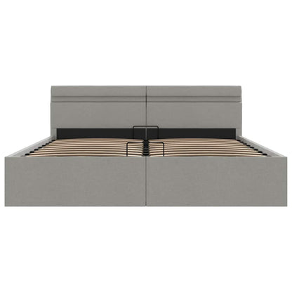 Giroletto con Contenitore e LED Grigio Chiaro Tessuto 180x200cm