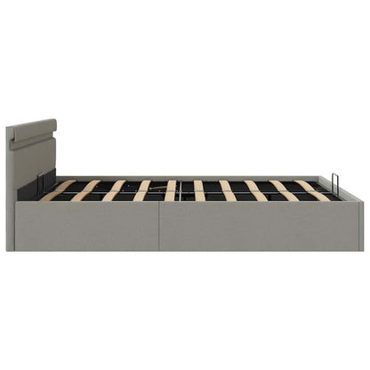 Giroletto con Contenitore e LED Grigio Chiaro Tessuto 180x200cm