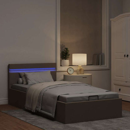 Giroletto Idraulico Contenitore e LED Tortora Tessuto 90x200 cm | homemem39