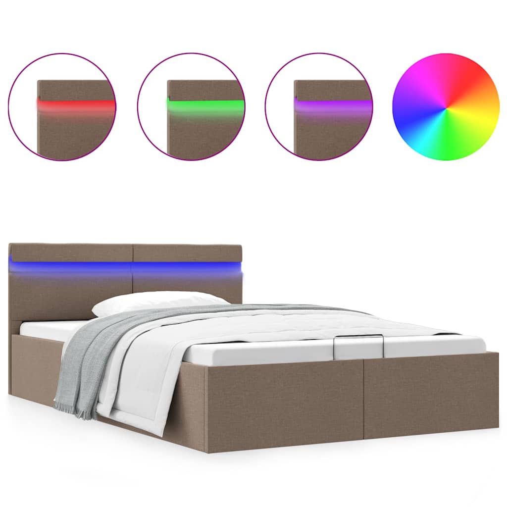 Giroletto con Contenitore e LED Tortora Tessuto 140x200 cm