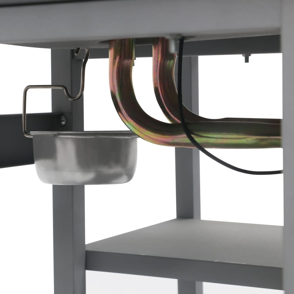 Barbecue e Griglia a Gas con 3 Ripiani e Tavolinetto Argento - homemem39