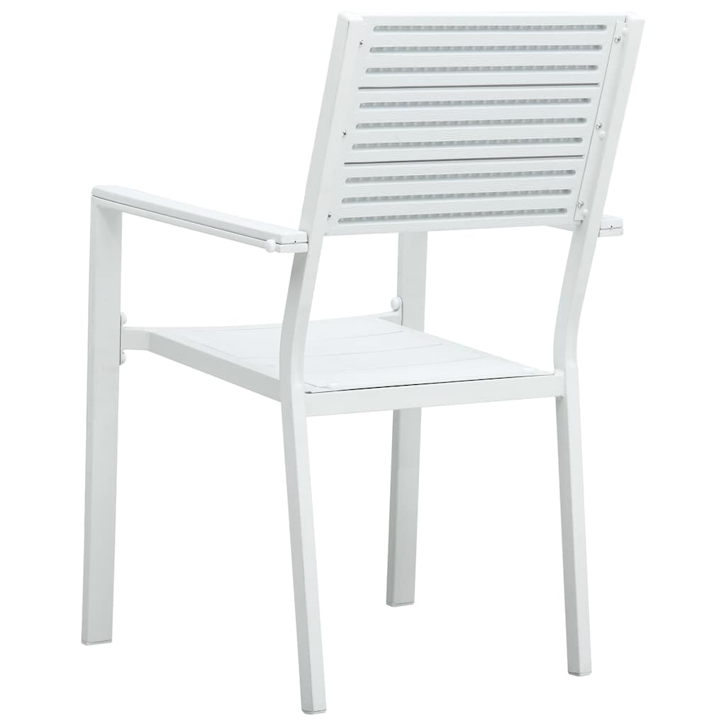 Sedie da Giardino 4 pz Bianche in HDPE Aspetto Legno | homemem39