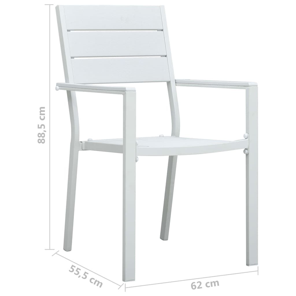 Sedie da Giardino 4 pz Bianche in HDPE Aspetto Legno | homemem39