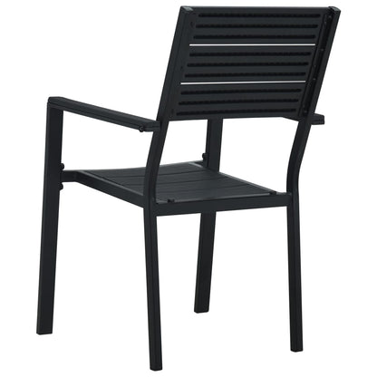 Sedie da Giardino 2 pz Nere in HDPE Aspetto Legno | homemem39