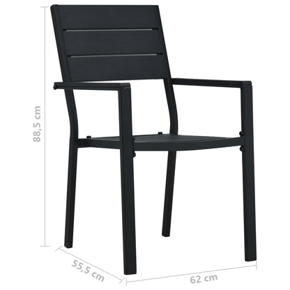 Sedie da Giardino 2 pz Nere in HDPE Aspetto Legno | homemem39