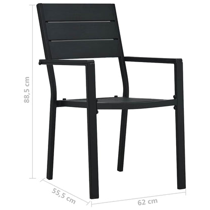 Sedie da Giardino 4 pz Nere in HDPE Aspetto Legno | homemem39