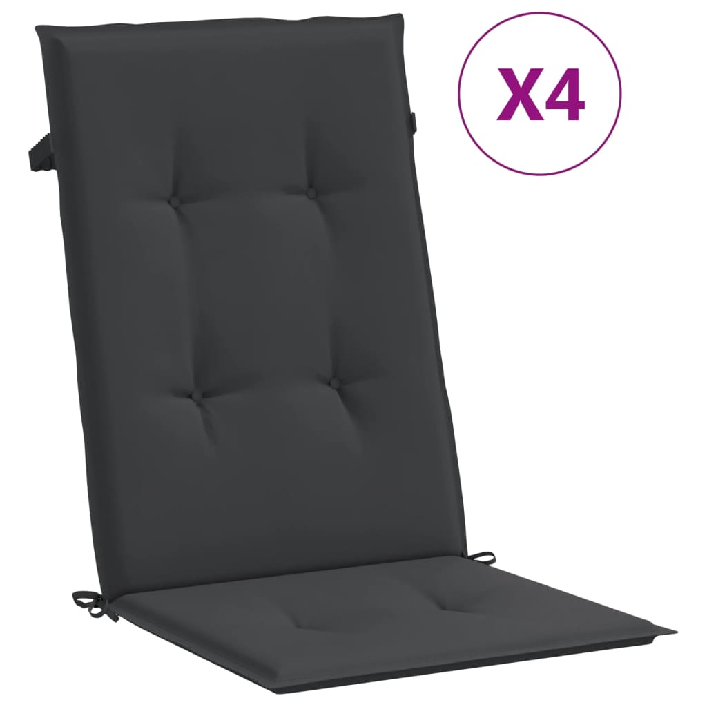 Cuscini per Sedie 4 pz Neri 120x50x3 cm in Tessuto | homemem39