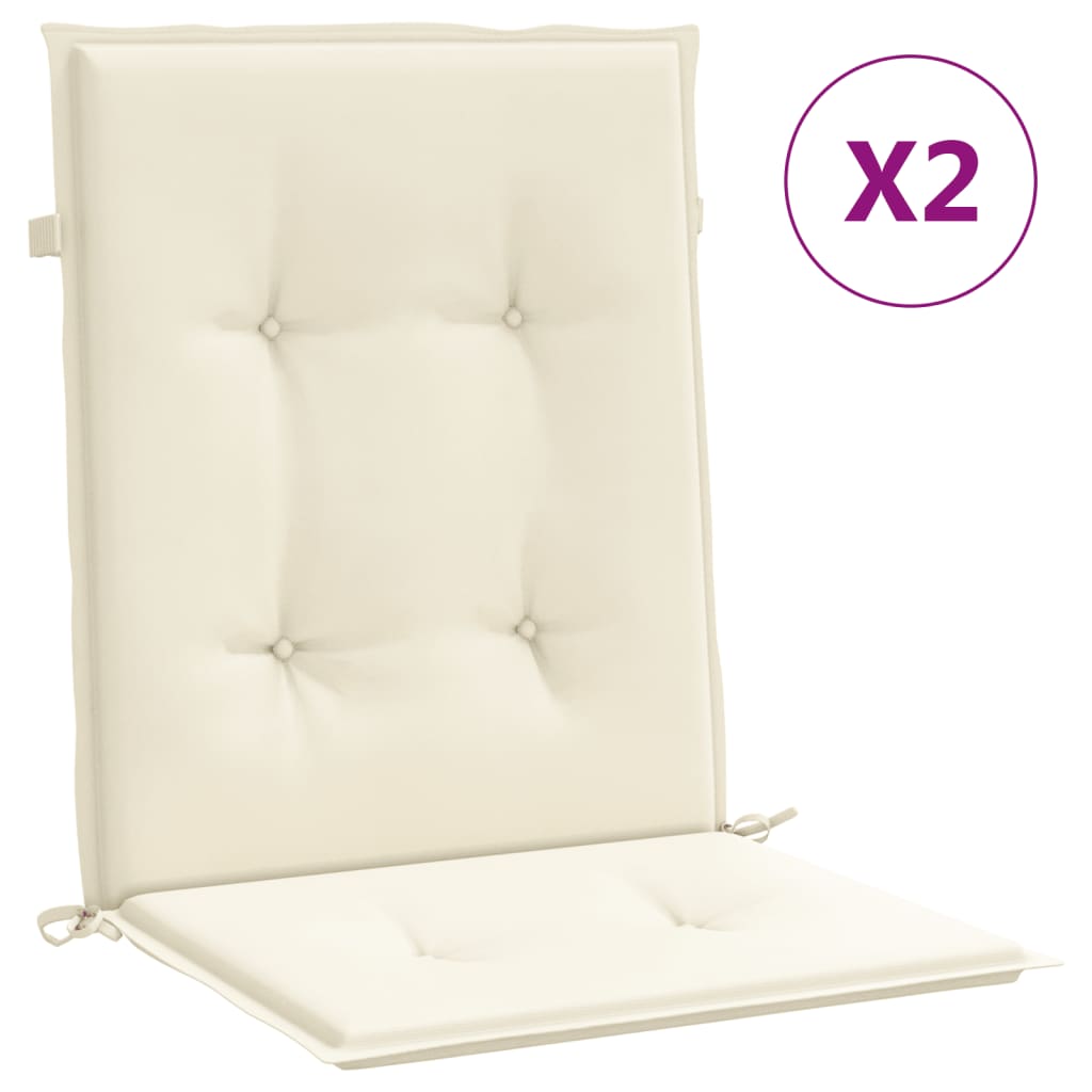 Cuscini per Sedia 2 pz Crema 100x50x3 cm in Tessuto Oxford