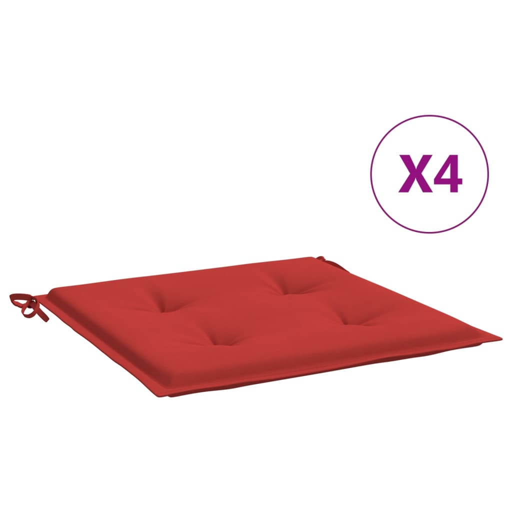 vidaXL Cuscini per Sedia 4 pz Rossi 40x40x3 cm in Tessuto Oxford