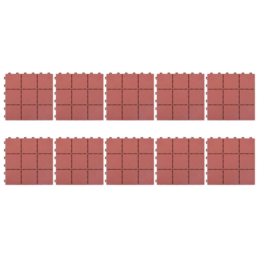 Piastrelle per Decking 10 pz Rosse 30,5x30,5 cm in Plastica - homemem39