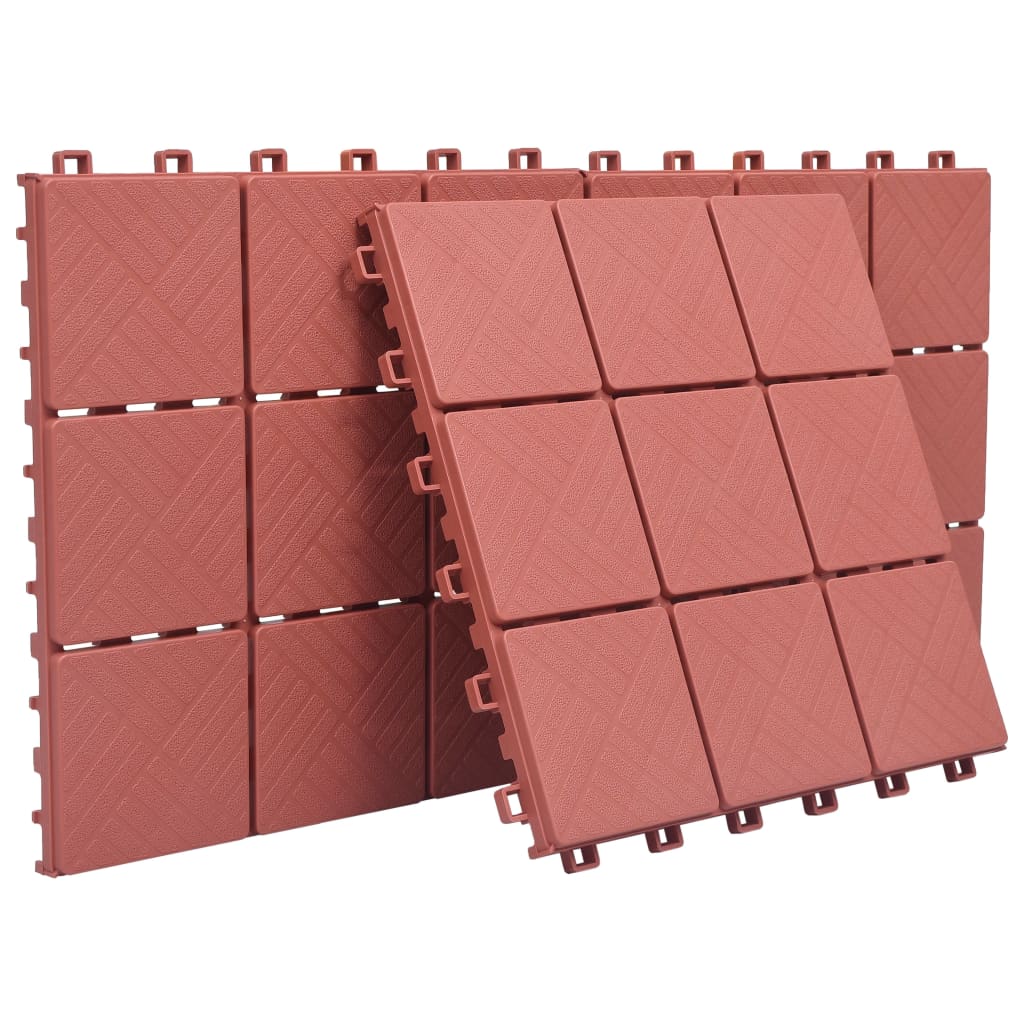Piastrelle per Decking 10 pz Rosse 30,5x30,5 cm in Plastica - homemem39