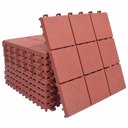 Piastrella per Decking 10 pcs Rosso 30,5 x 30,5 x 2,2 cm | homemem39
