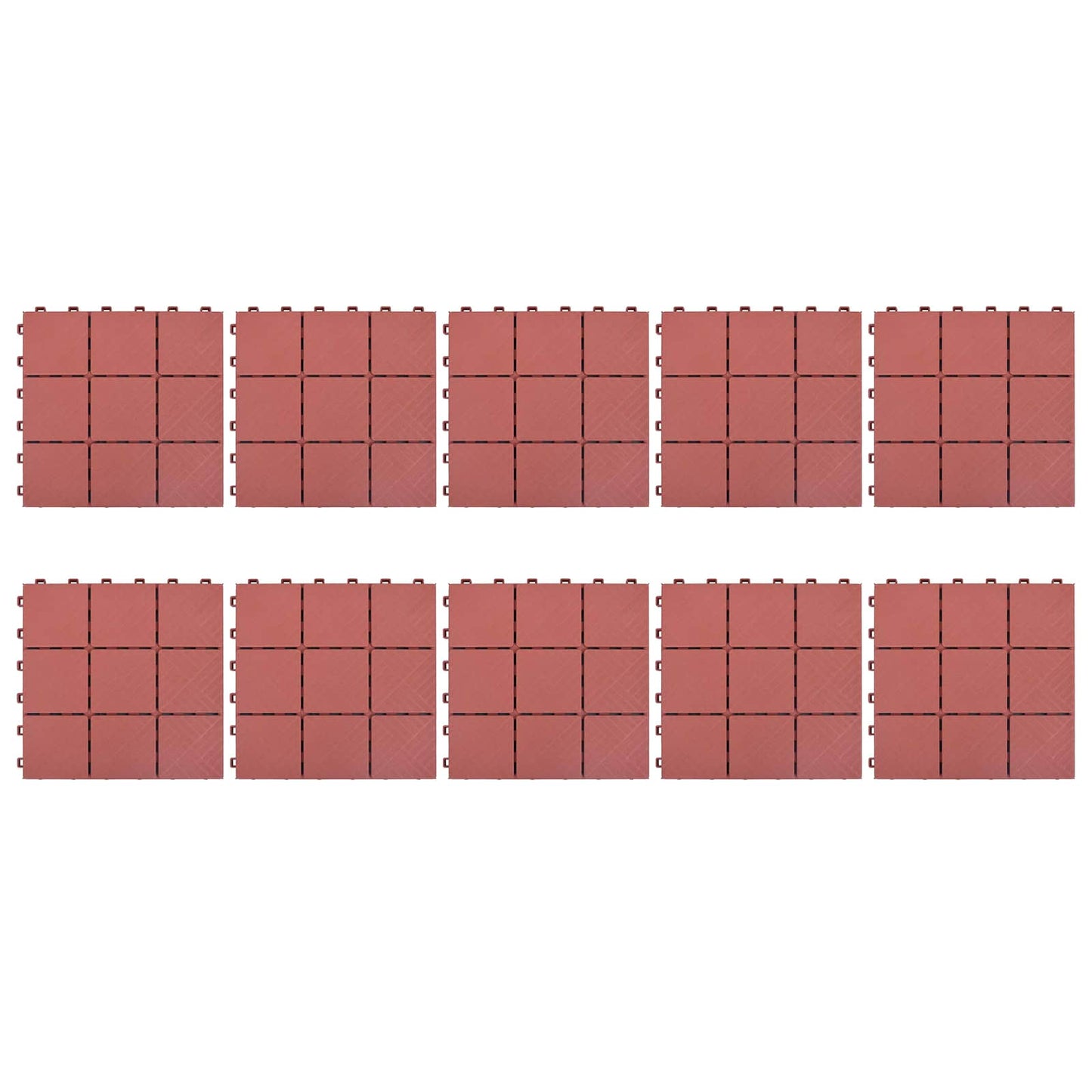 Piastrella per Decking 10 pcs Rosso 30,5 x 30,5 x 2,2 cm | homemem39