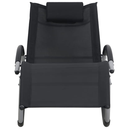 Lettino Prendisole con Cuscino Nero in Textilene - homemem39