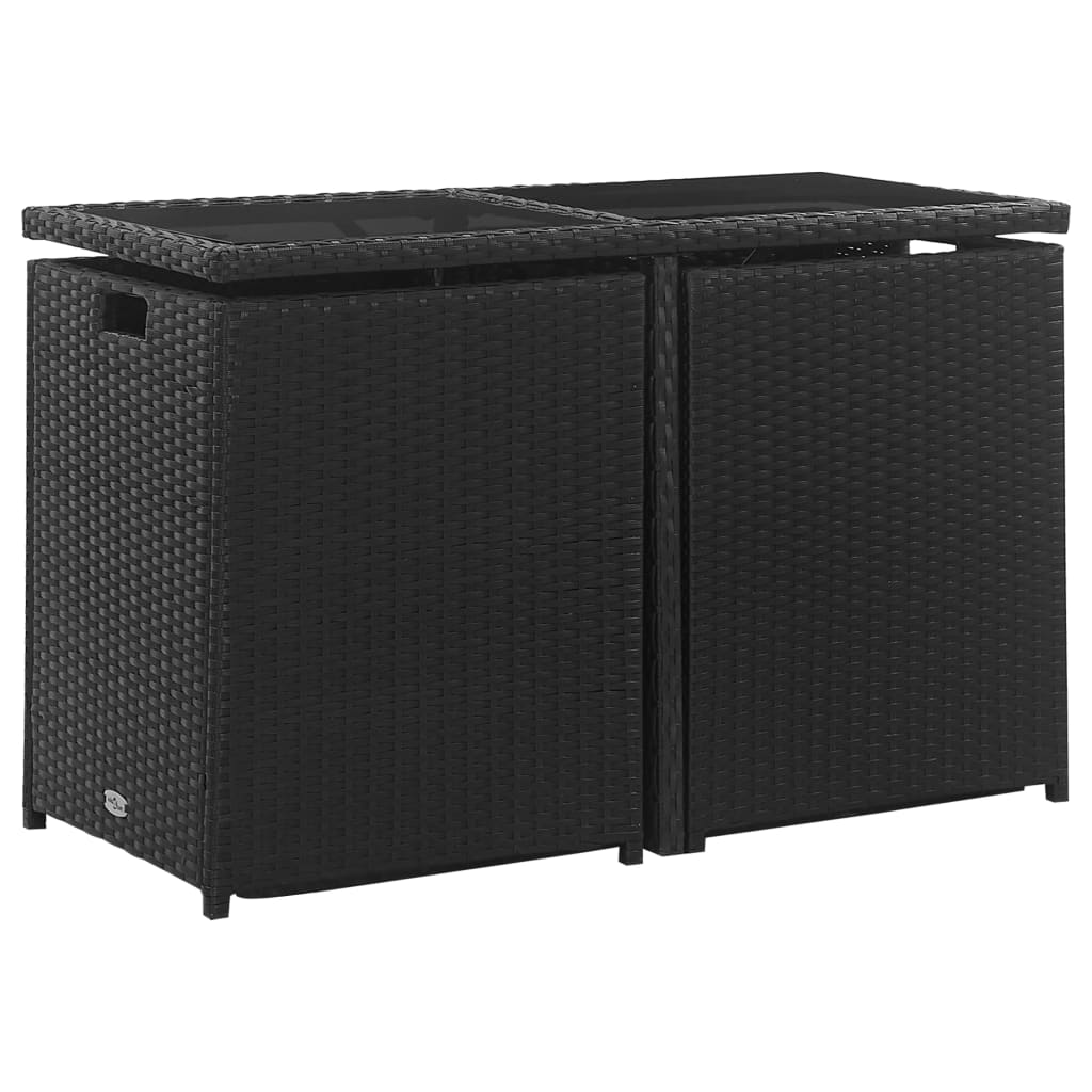 Set da Pranzo da Giardino 9 pz con Cuscini in Polyrattan Nero - homemem39