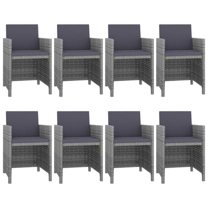 Set da Pranzo da Giardino 9 pz e Cuscini Polyrattan Antracite | homemem39